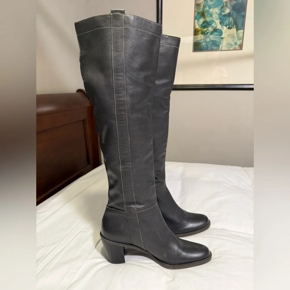 Matisse Black Leather Over The Knee Boots